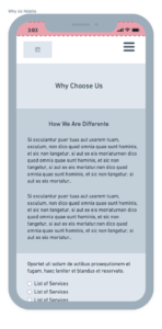 why us page mobile wireframe