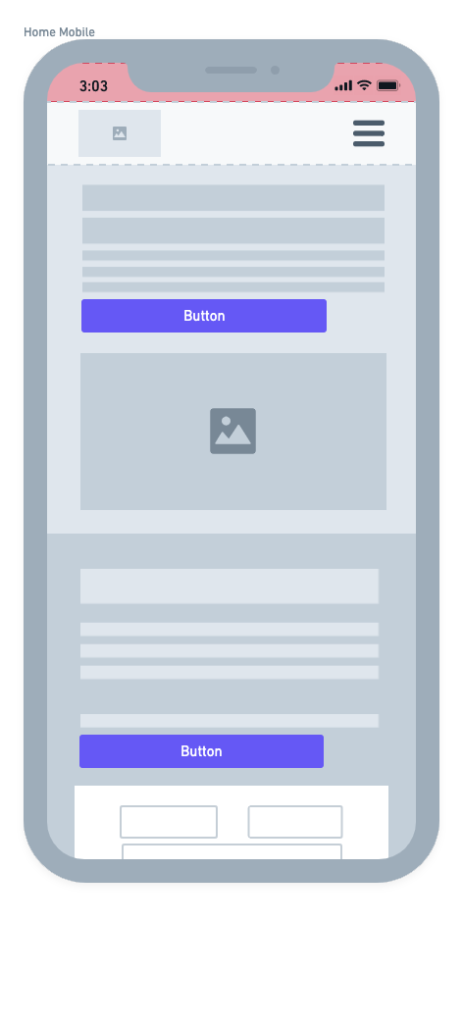 home page mobile wireframe