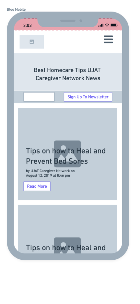 blog page mobile wireframe