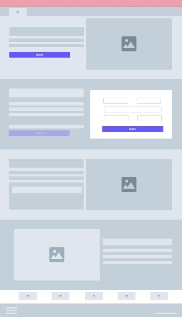 wireframe for home page