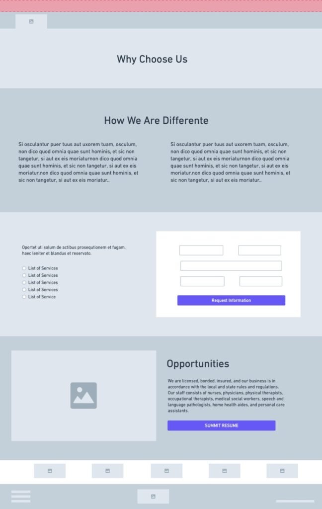 wireframe for why us page